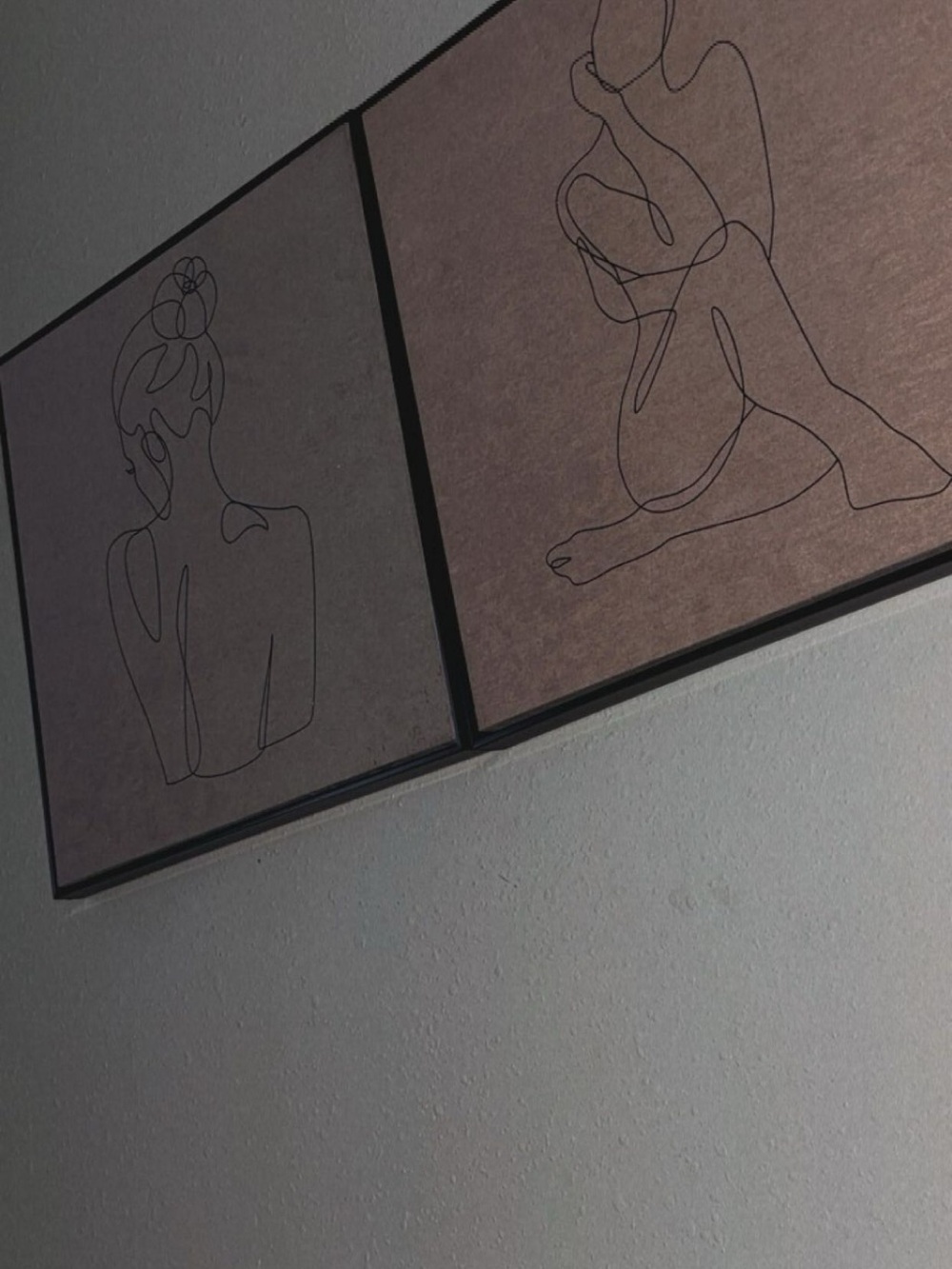 Minimalist Line Art Canvas Wall Set in Mauve